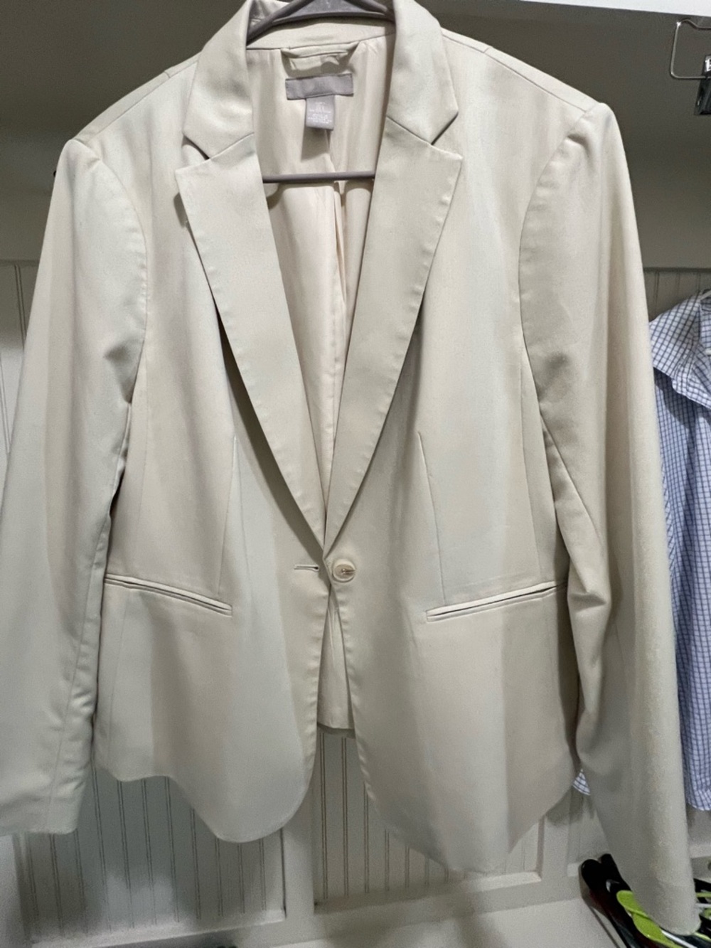 H&M Cream Single-Button Tailored Blazer